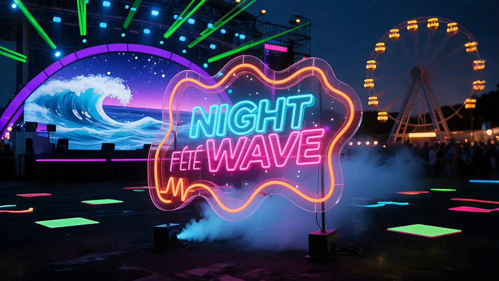 Customized Music Festival LED Signage for FêteGlow Lighting Team